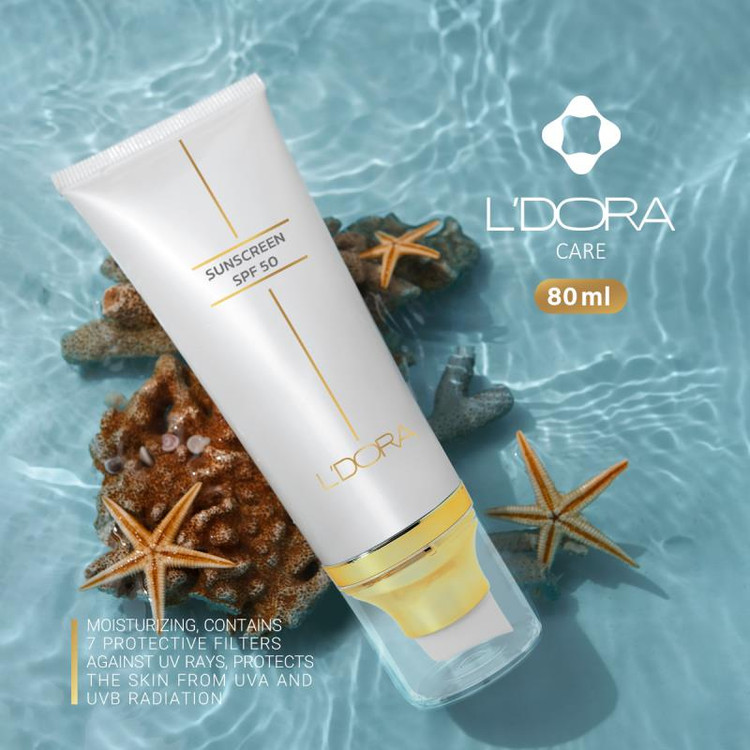 کرم ضدآفتاب SPF50 بیرنگ لدورا | مناسب انواع پوست | 80 میلیلیتر